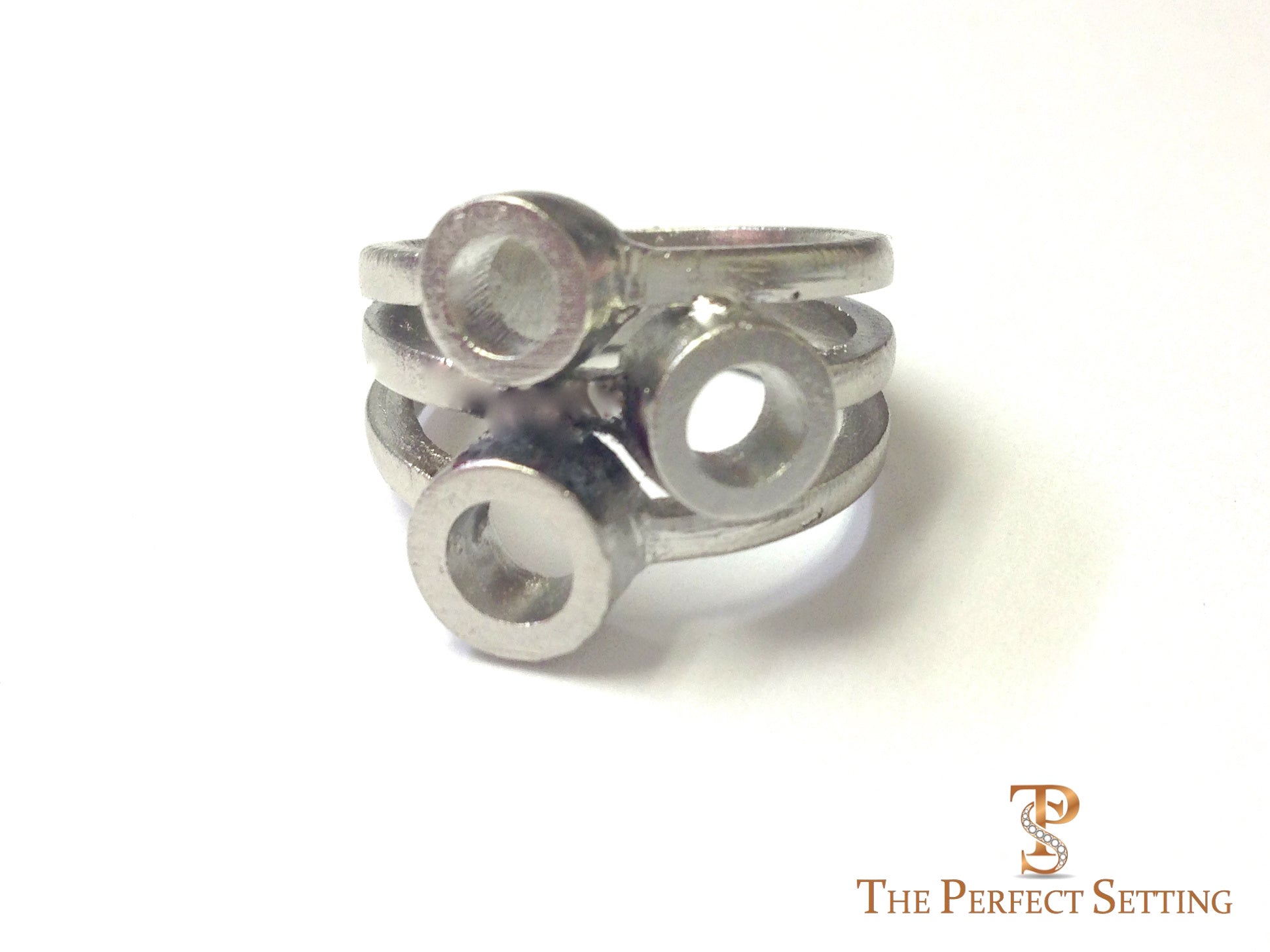 three stone bezel ring raw cast gold