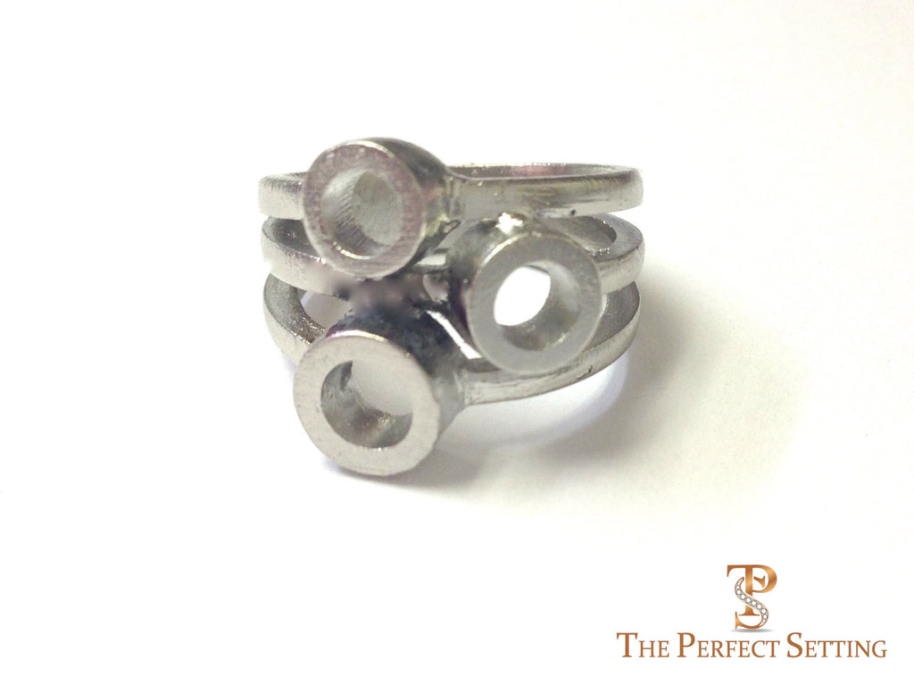 three stone bezel ring raw cast gold