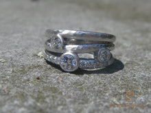Load image into Gallery viewer, 3 Stone Rustic Diamond Ring 