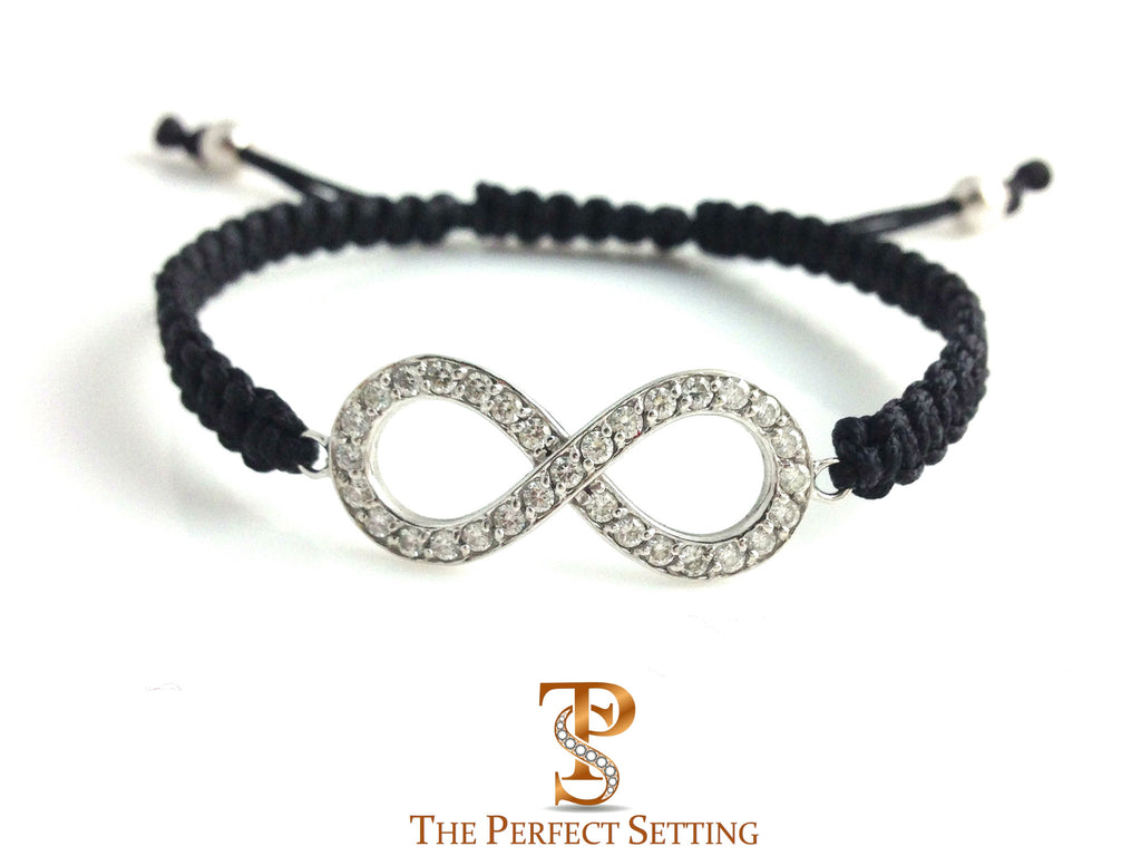 Diamond Infinity Black Macrame Bracelet