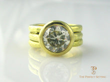 Load image into Gallery viewer, 18K yellow gold custom bezel set signature ring