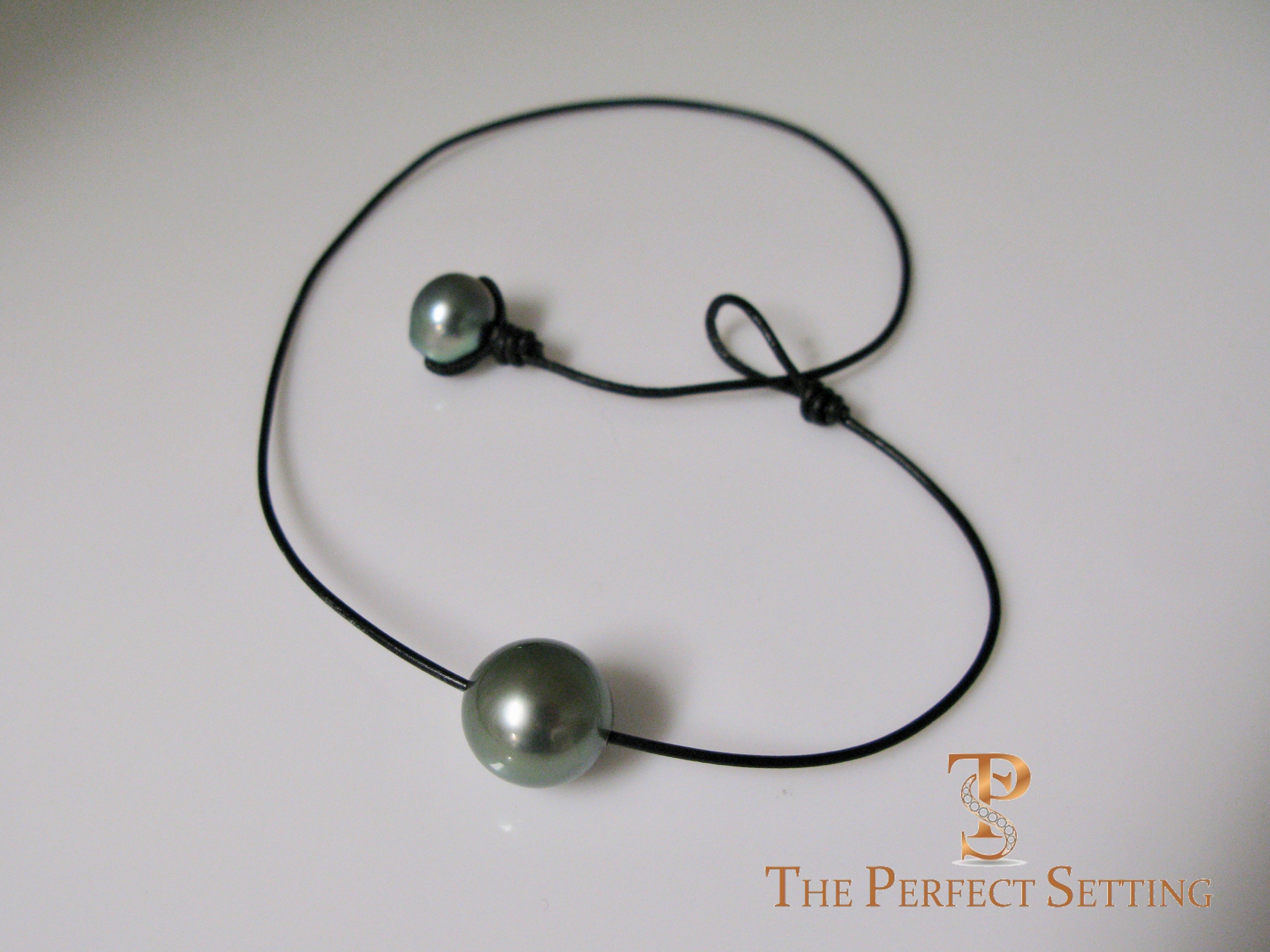 Tahitian Jumbo Pearl St Barths Style Necklace Leather Cord