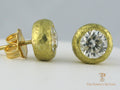 Diamond Studs 18K Gold Hammered Bezel Setting
