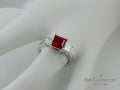 Lab Created Ruby and Diamond Three Stone Engagement Ring