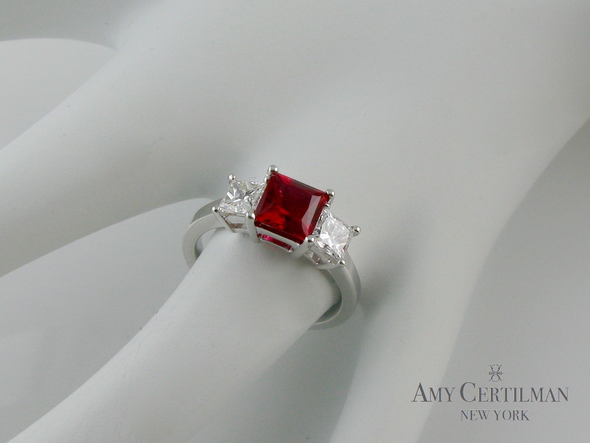 Emerald Cut Ruby Engagement Rings