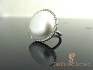 Mabe Pearl and Diamond Cocktail Ring