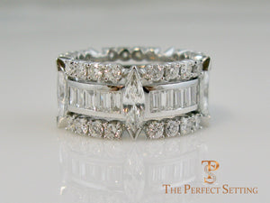 Marquise, Baguette and Round Diamond Wedding Eternity Band