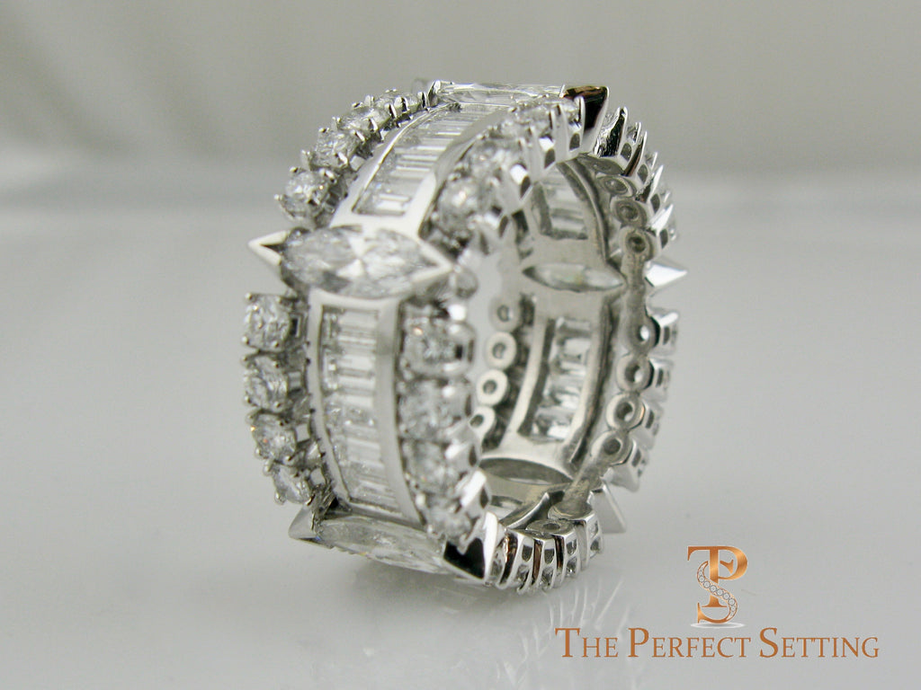 Marquise, Baguette and Round Diamond Wedding Eternity Band side view