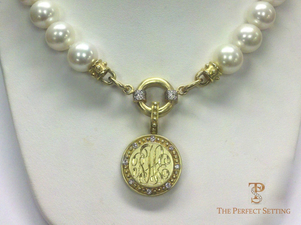 Monogram Gold Enhancer on gold extender and pearls
