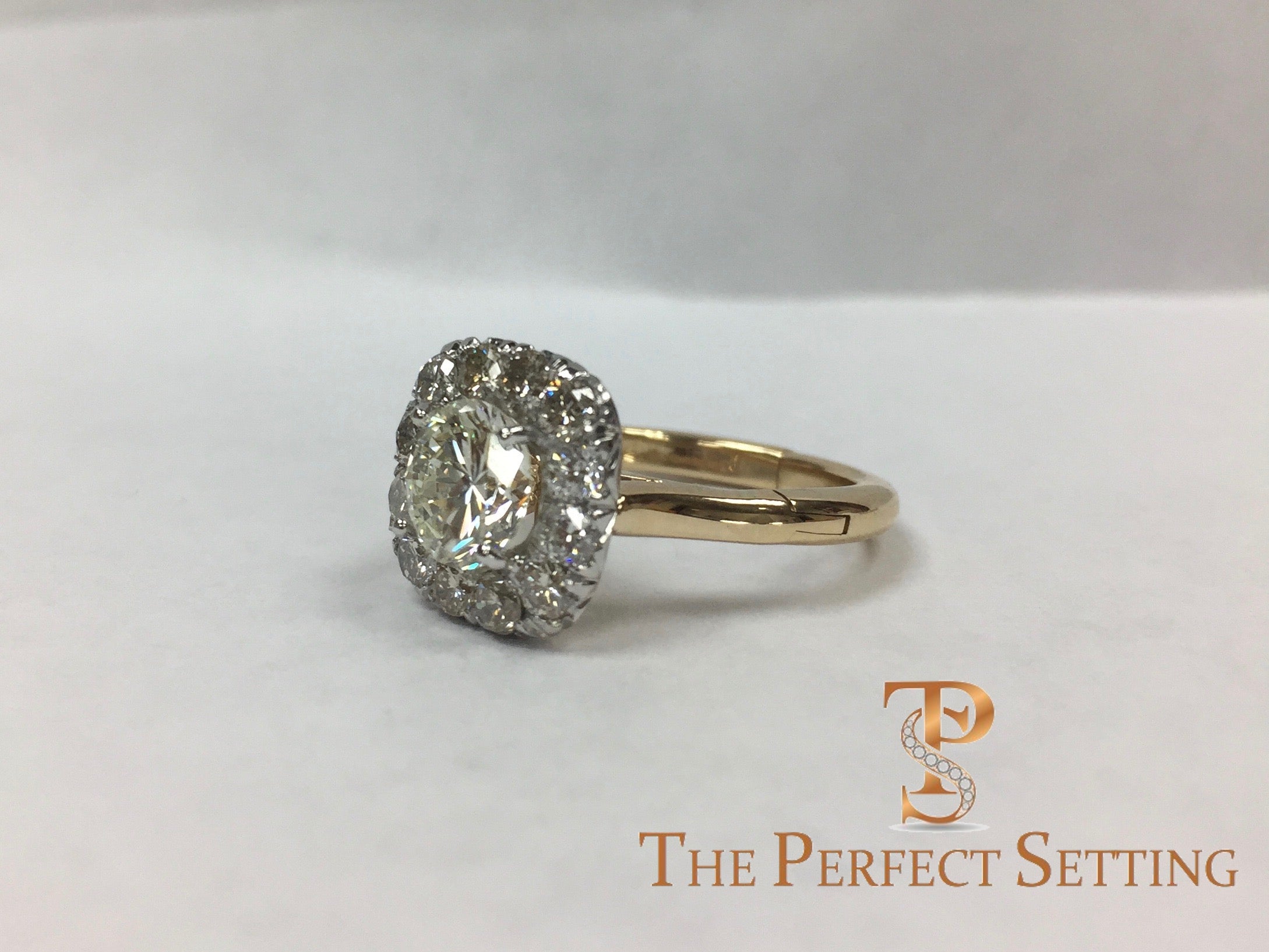 Old European Diamond with Halo and Adjustable Shank Band