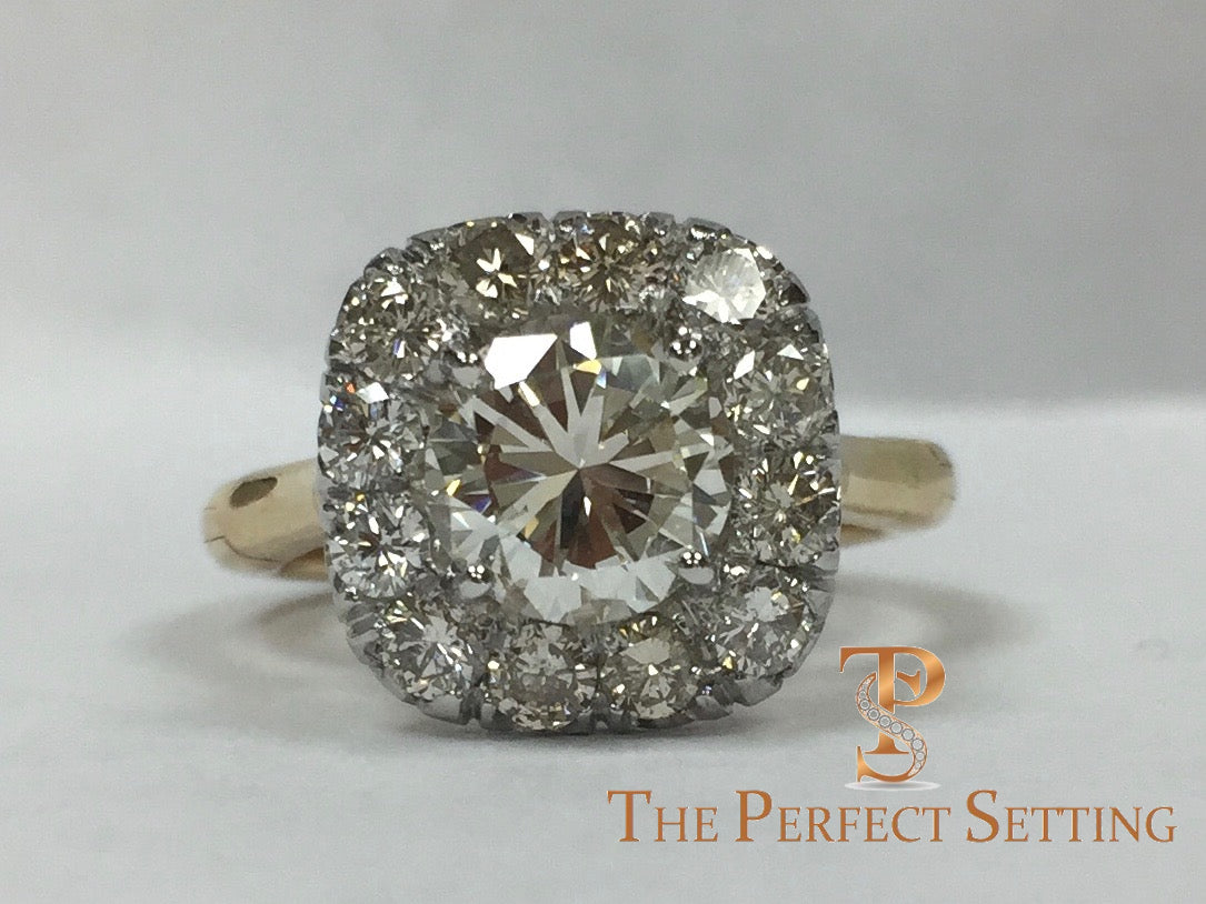 Old European Diamond with Halo and Adjustable Shank Band