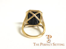 Load image into Gallery viewer, Custom Onyx and Sapphire Halo Statement Ring