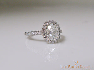 Oval Halo Diamond Engagement Ring side view