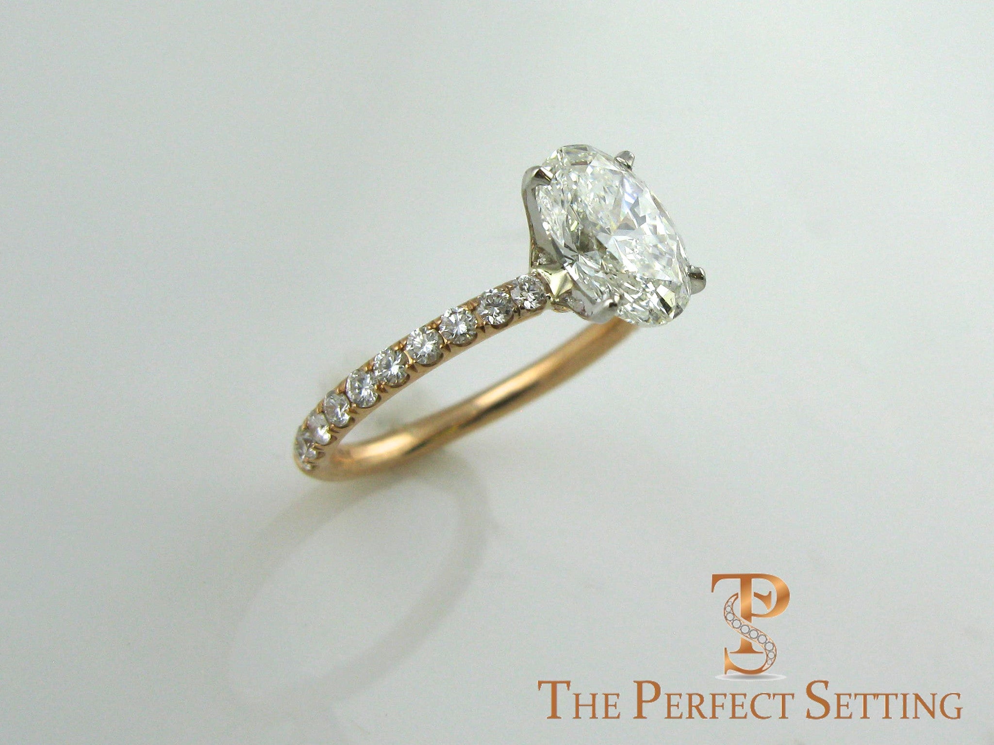 Oval diamond engagement ring rose gold setting