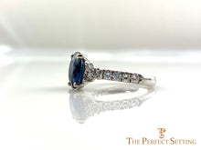 Load image into Gallery viewer, Oval Sapphire Diamond Custom Engagement Ring side view