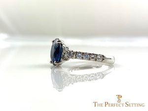 Oval Sapphire Diamond Custom Engagement Ring side view