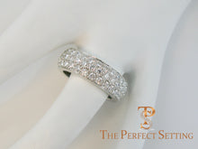 Load image into Gallery viewer, Pave diamond three row wedding band ring