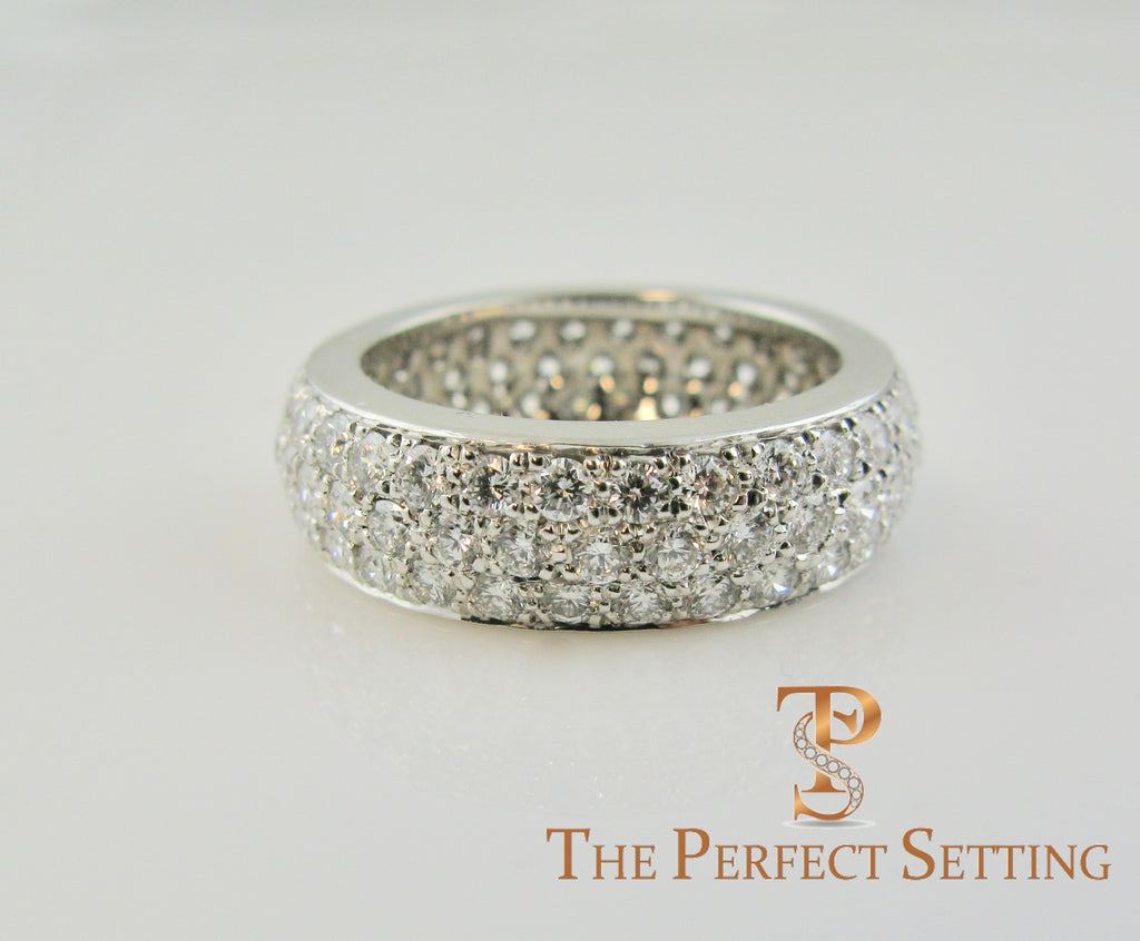 White Diamond Pave Wedding Band Platinum
