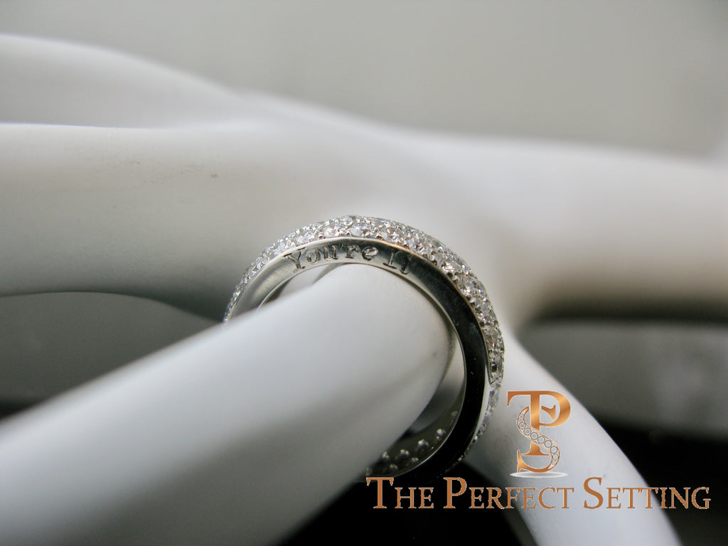 Pave Diamond 3 Row Ring Platinum 2.70 ctw