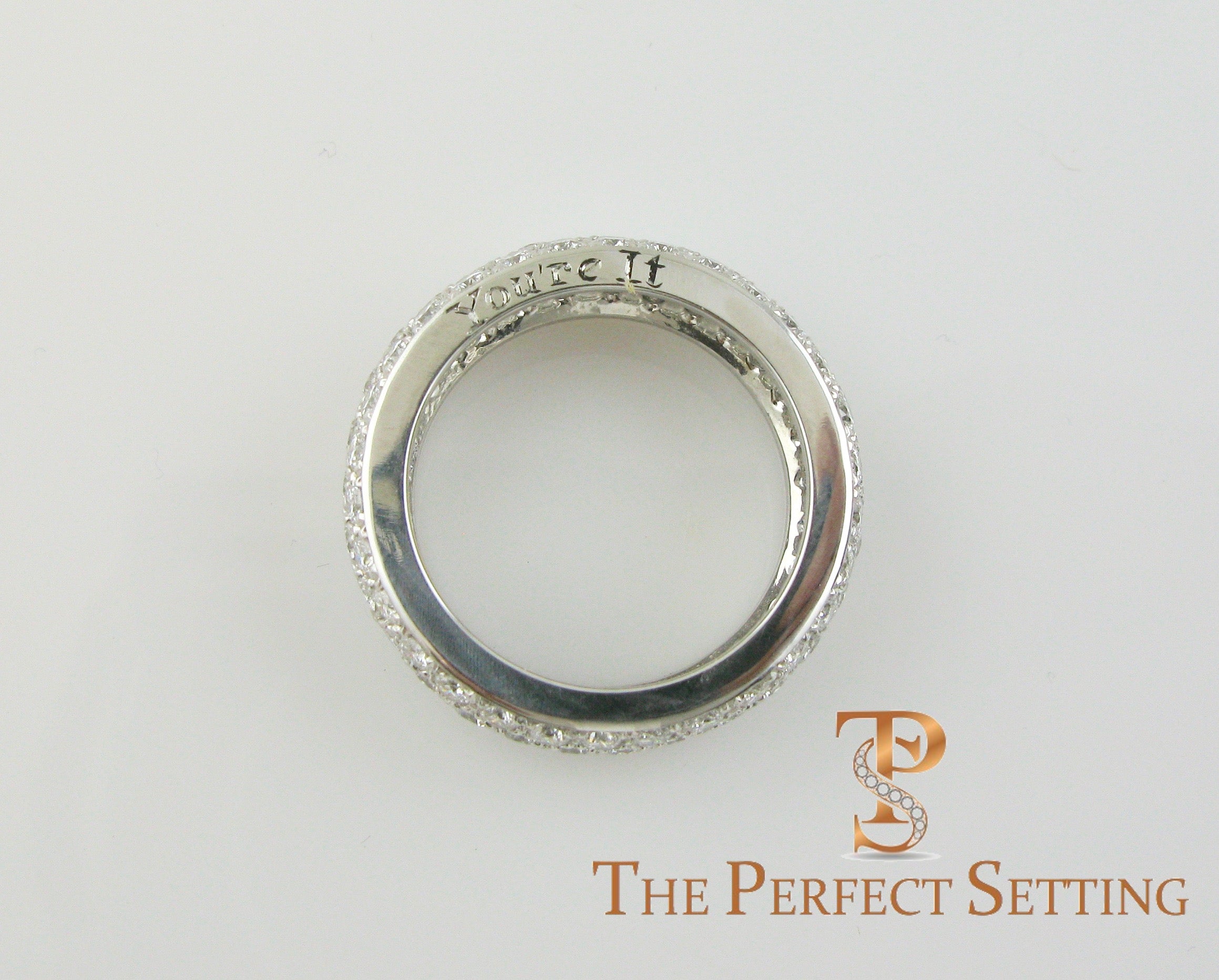 Pave Diamond 3 Row Ring Platinum 2.70 ctw