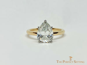 Pear Custom Diamond Engagement Ring platinum 18K yellow gold