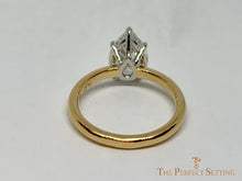 Load image into Gallery viewer, Pear Custom Diamond Engagement Ring platinum 18K yellow gold back