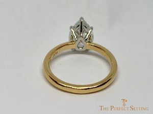 Pear Custom Diamond Engagement Ring platinum 18K yellow gold back