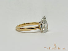 Load image into Gallery viewer, Pear Custom Diamond Engagement Ring platinum 18K yellow gold side
