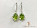Peridot Shaped Pear with Diamond Halo Earrings