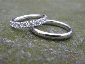 His & Hers Diamond Eternity and Platinum Wedding Bands