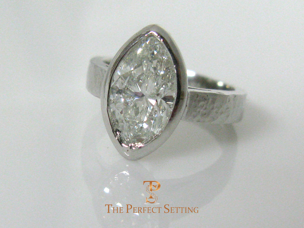 Marquise Diamond Bezel Set Ring Platinum