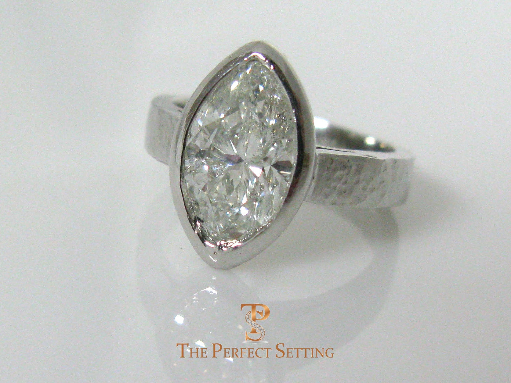 Marquise Diamond Bezel Set Ring Platinum