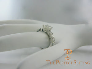 princess cut diamond engagement ring with diamond band side view