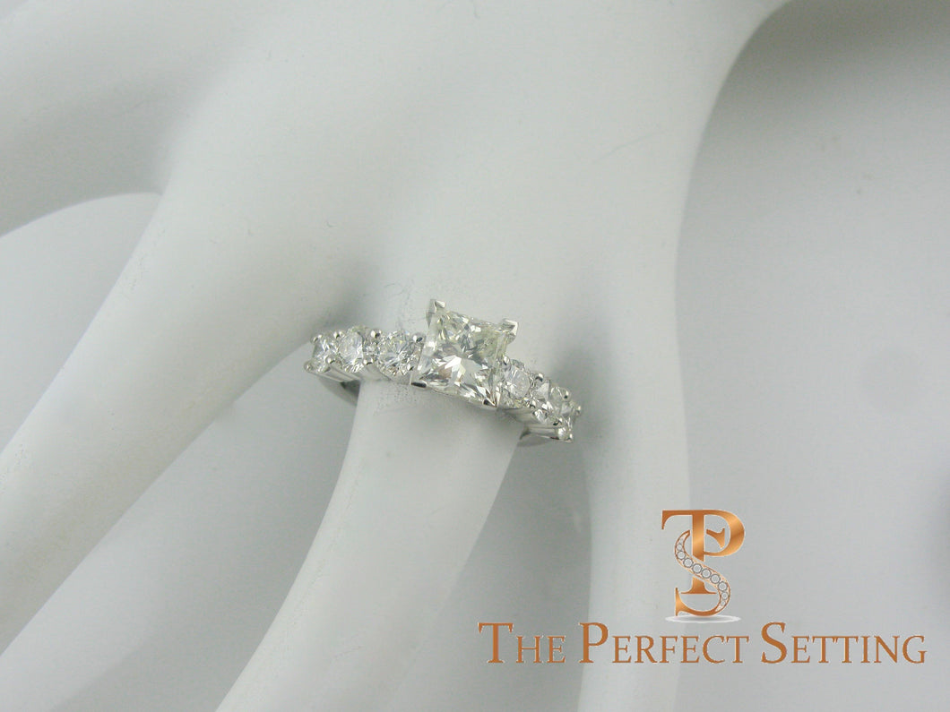 princess cut diamond engagement ring with diamond band
