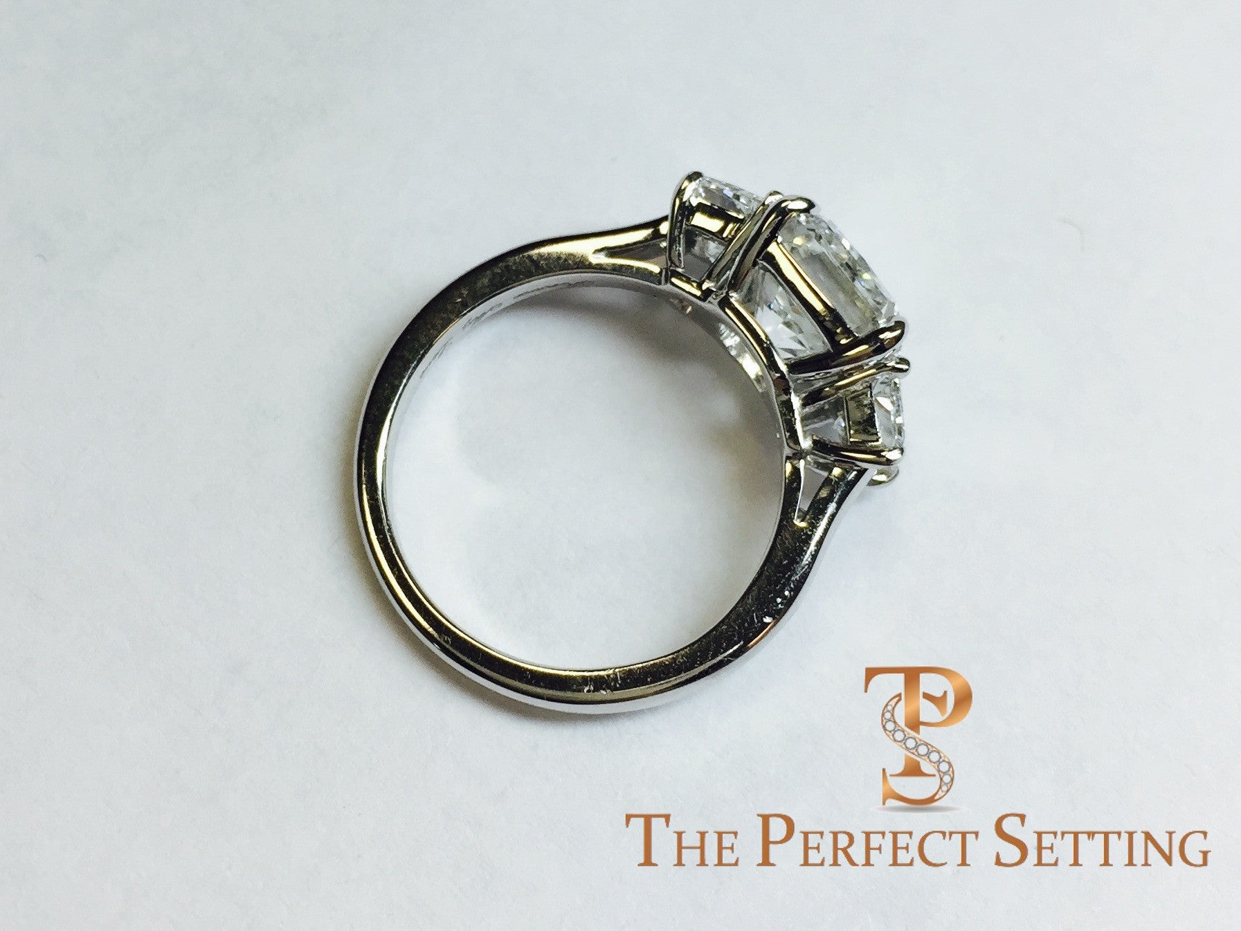 Radiant Cut 2.5 ct Diamond ring sideways