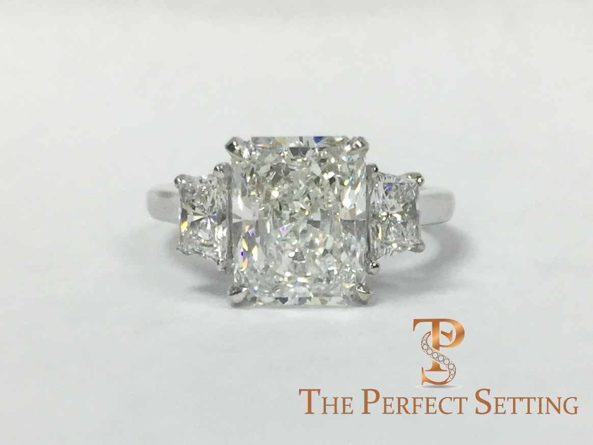Radiant Cut 3.0 ct Custom Diamond Engagement Ring in Platinum