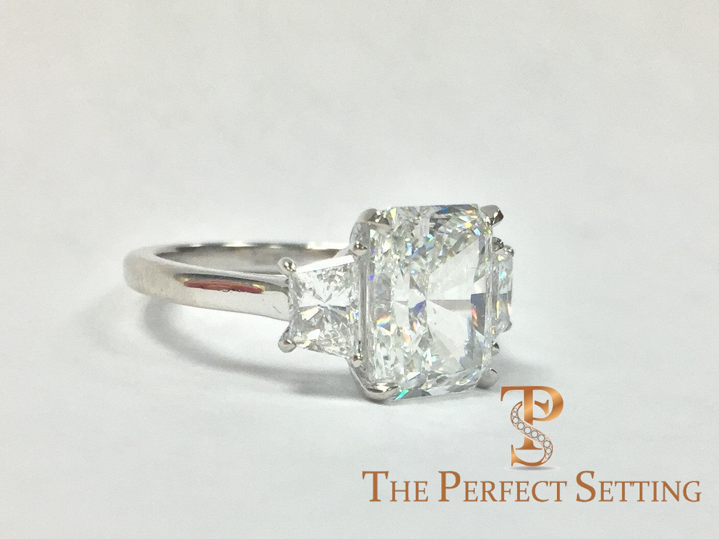 Radiant Cut 3.0 ct Custom Diamond Engagement Ring in Platinum