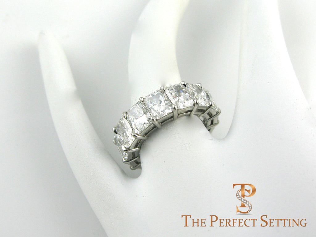Radiant Cut Diamond Eternity Band 11 ctw on finger