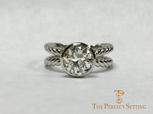 Load image into Gallery viewer, Rope Ring with Bezel Set Diamond Solitaire