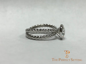 Rope Ring with Bezel Set Diamond Solitaire Side View Right