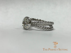 Rope Ring with Bezel Set Diamond Solitaire Side View