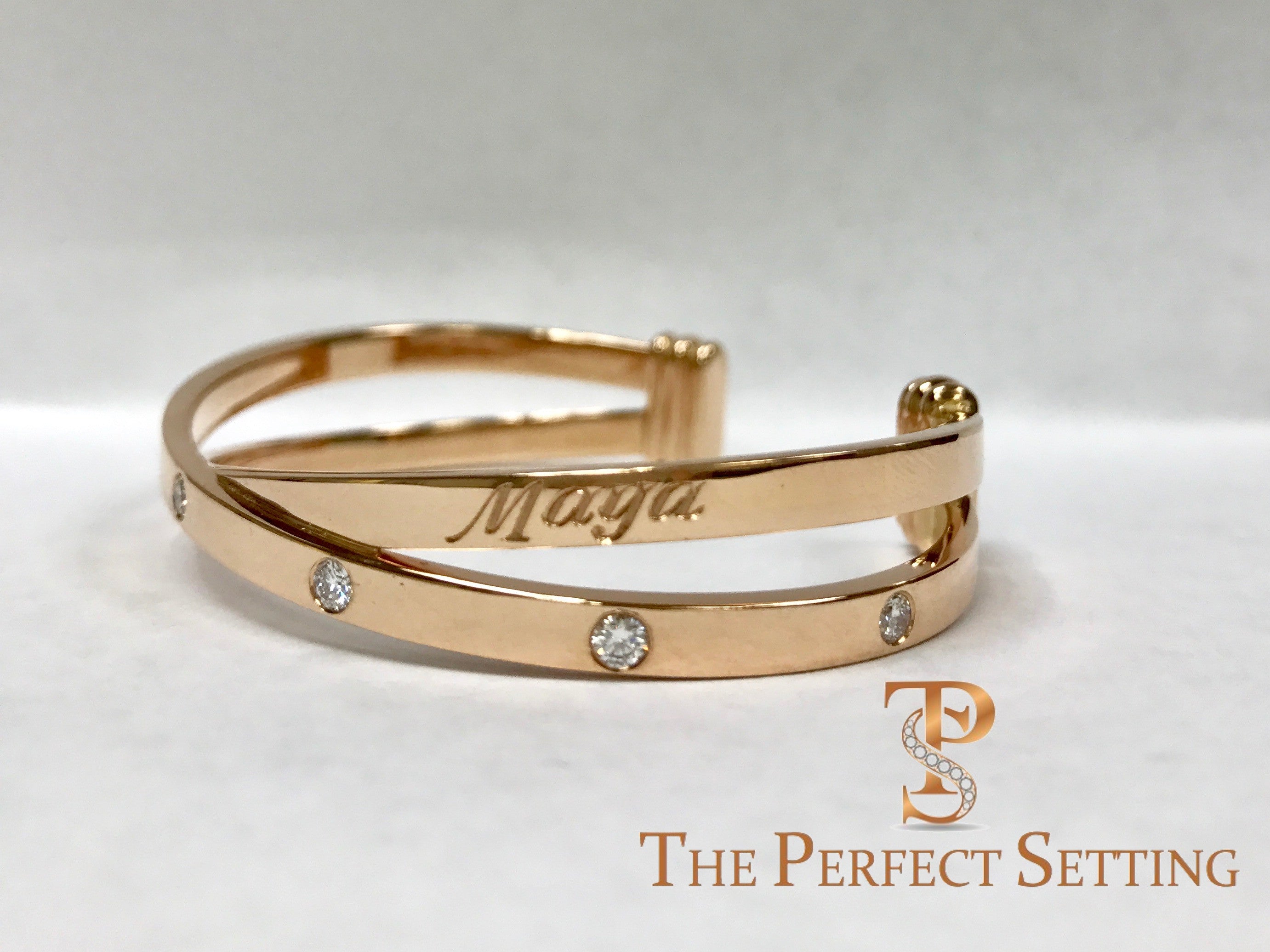 criss cross mothers monogram cuff bracelet