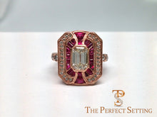 Load image into Gallery viewer, Diamond Ruby Rose Gold Edwardian Ring