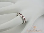 Ruby Diamond Princess Cut Channel Wedding Ring finger