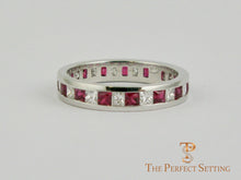 Load image into Gallery viewer, Ruby Diamond Princess Cut Channel Wedding Ring