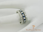Sapphire Diamond Princess Cut Milgrain Stacking Wedding Band