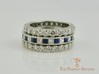 Princess Cut Sapphire Diamond Milgrain Wedding Band Platinum