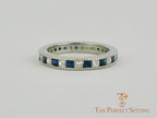 Princess Cut Sapphire Diamond Milgrain Wedding Band Platinum