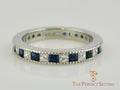 Sapphire Diamond Princess Cut Milgrain Wedding Band Platinum