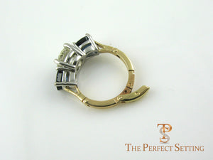 Custom sapphire and diamond engagement ring adjustable shank side